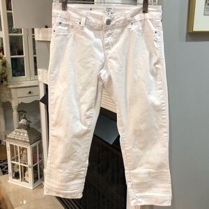 Crown & Ivy Petite Crochet Cropped Capri Denim Jean Pants